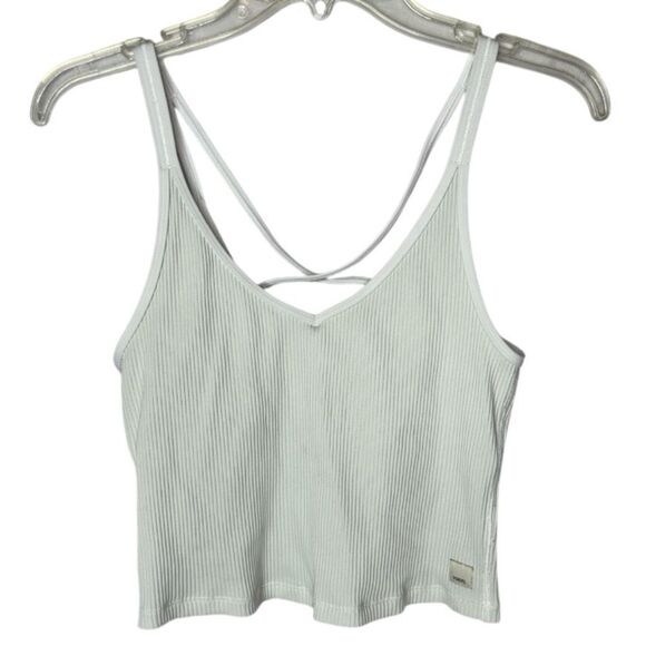 Vuori White/Very Light Green Ribbed Cropped Top. Size Medium. - Picture 1 of 5